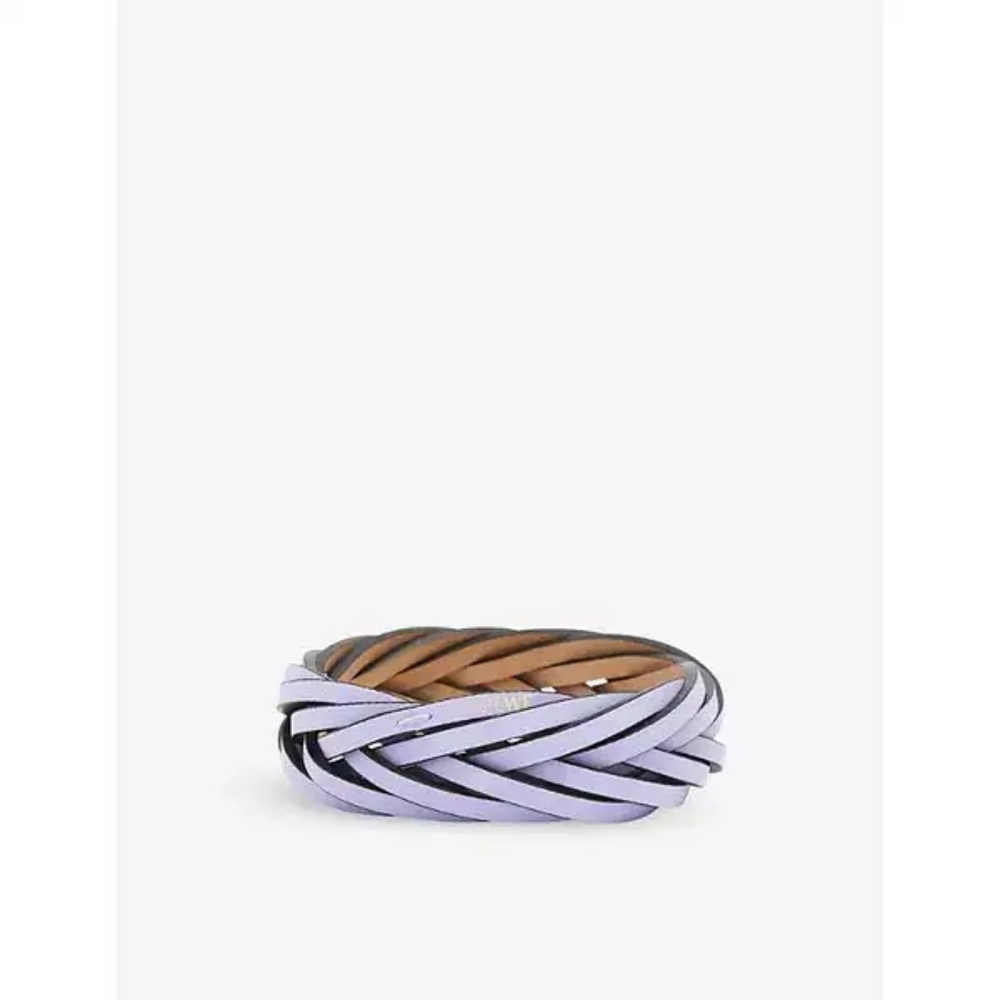 Loewe Paula’s Ibiza braided logo-embossed leather bangle $210